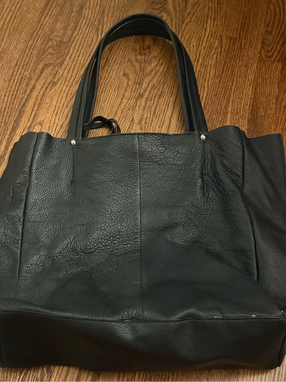 Sanctuary Classic Black Leather Tote Bag with Tassel Accent